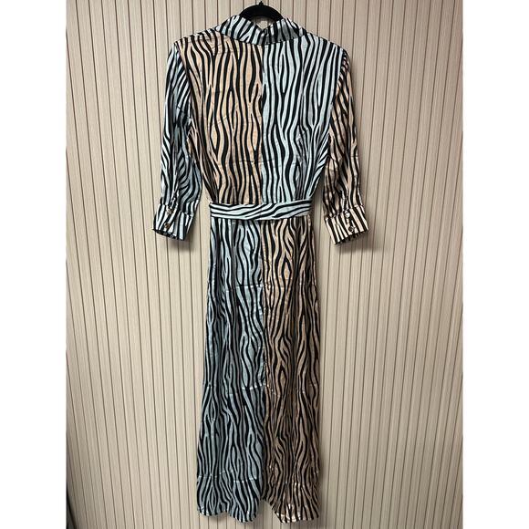 Liquorish Mixed Tiger Print Midi Shirt Dress with Tie Belt Size 6 - Picture 2 of 10